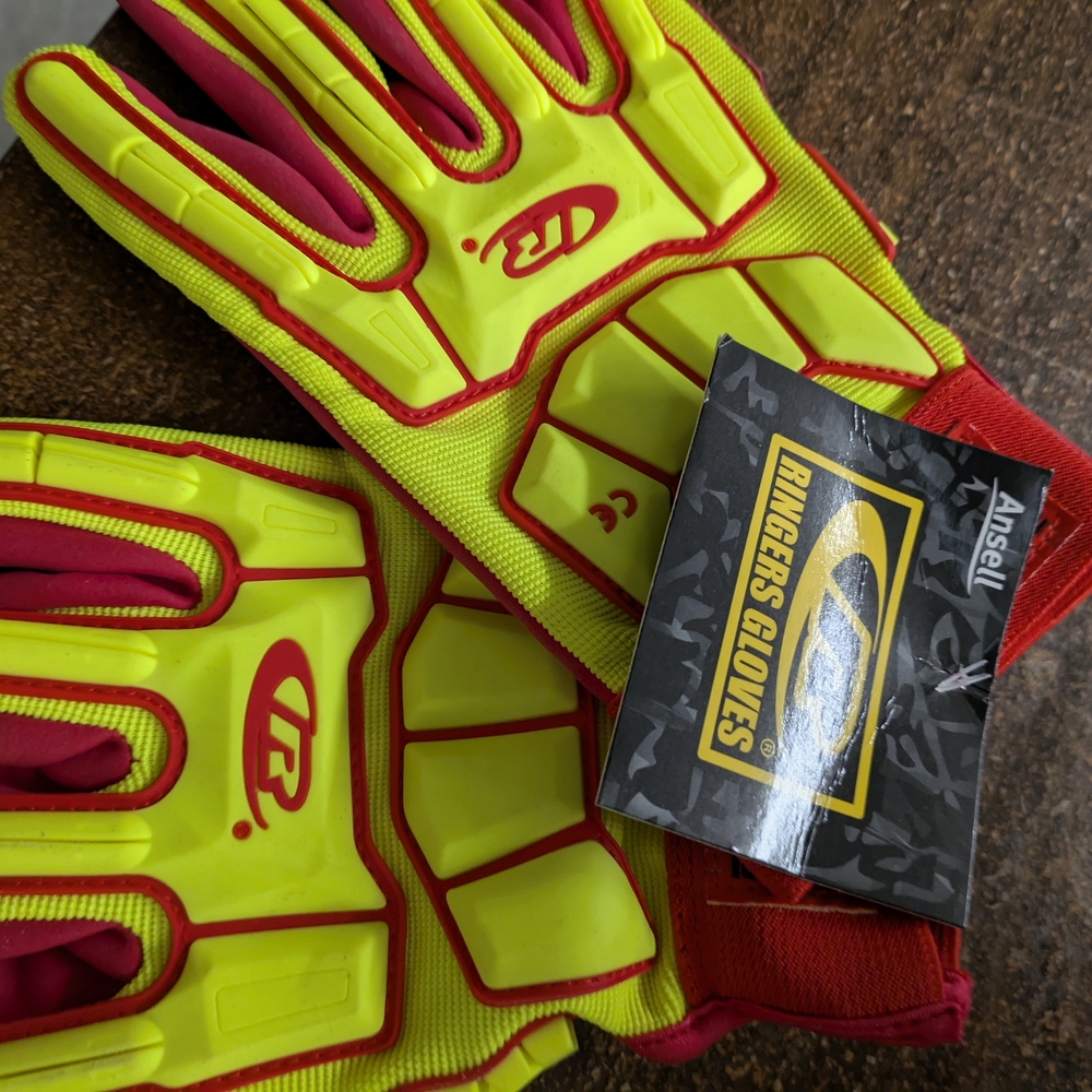 Yellow and Red Men's Protective Gloves
